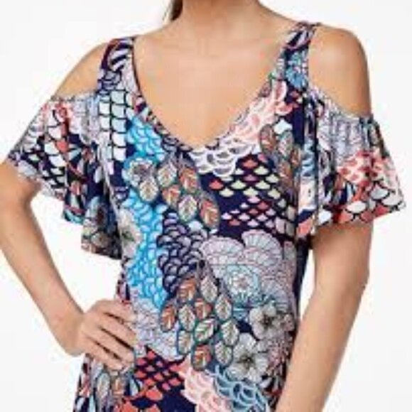 Roz & Ali Cold Shoulder Dress Size Medium - Picture 1 of 12